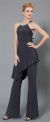 Studded Neckline Pant Dress in Charcoal